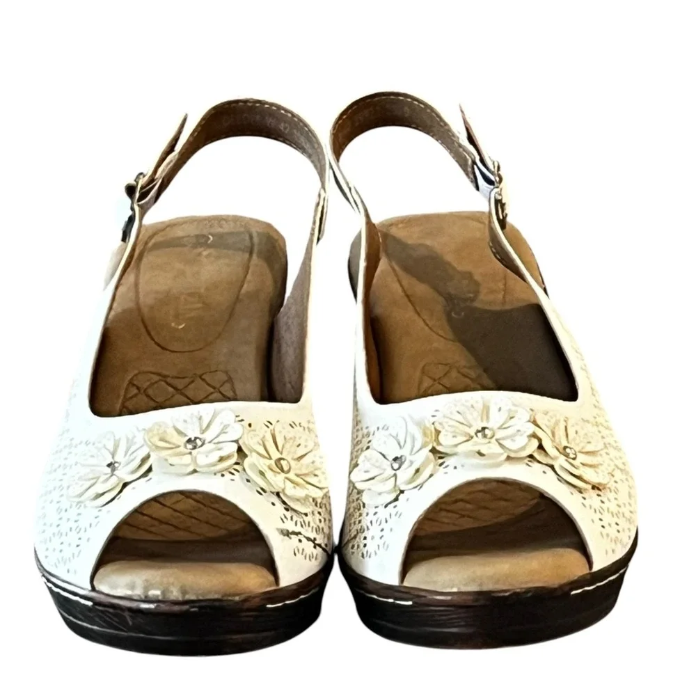 Patrizia By Spring Step Deedee Slingback Sandals Womens 42 White Perforated - Picture 4 of 11